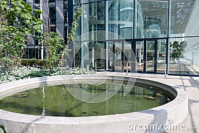 Atrium with pool in a modern building Stock Photo