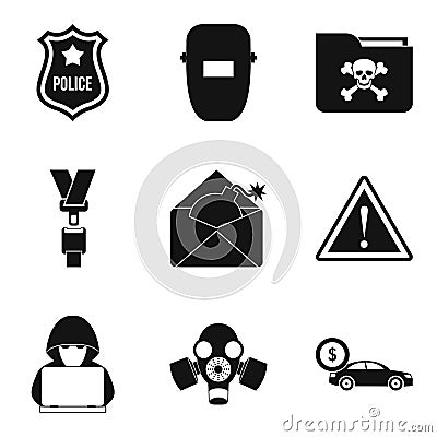 Atrocity icons set, simple style Vector Illustration