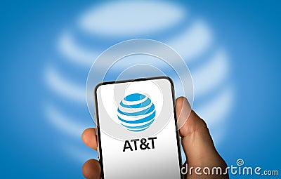 ATT telecommunications company displayed on smartphone Editorial Stock Photo