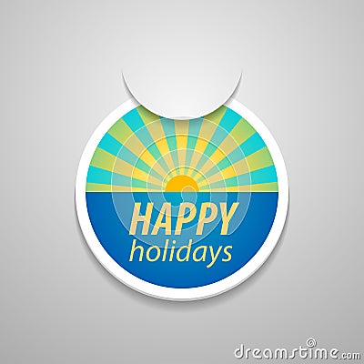 Attach happy holidays sticker. Vector Illustration