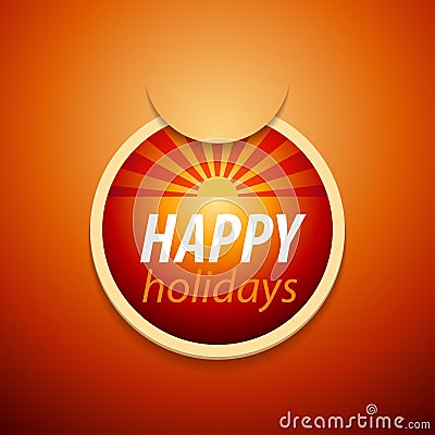 Attach happy holidays sticker. Vector Illustration