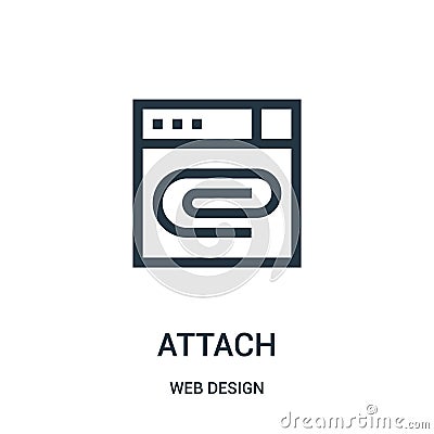 attach icon vector from web design collection. Thin line attach outline icon vector illustration Vector Illustration