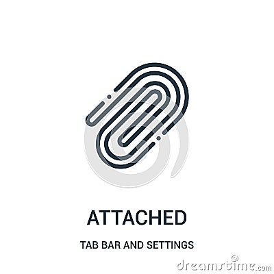 attached icon vector from tab bar and settings collection. Thin line attached outline icon vector illustration Vector Illustration