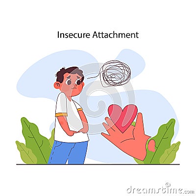 Attachment theory. Insecure attachment style in parents and kid relationship. Vector Illustration