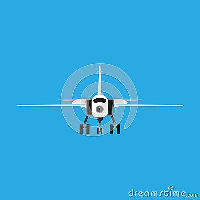 Attack aircraft vector military army aviation icon front view. War plane jet force fighter. Defense navy engine design Vector Illustration