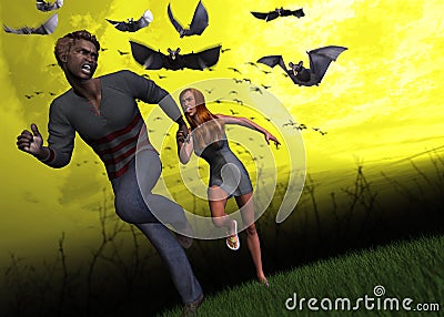 Attack Of The CoronaVirus Bats Illustration Stock Photo