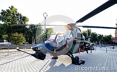 Attack Helicopter HA.28 Tiger. Display of military vehicles. Spanish Armed Forces Day Editorial Stock Photo