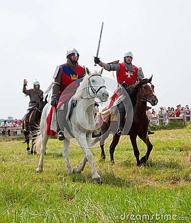 Attack of horse knights Editorial Stock Photo