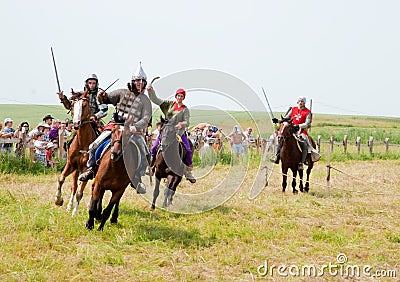 Attack of horse knights Editorial Stock Photo