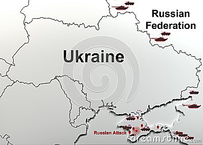 Attack on a military unit in Crimea. Map. Stock Photo