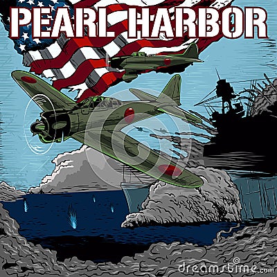 Attack on Pearl Harbor Vector Illustration