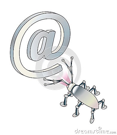 Attack of virus or spy on e-mail. Stock Photo