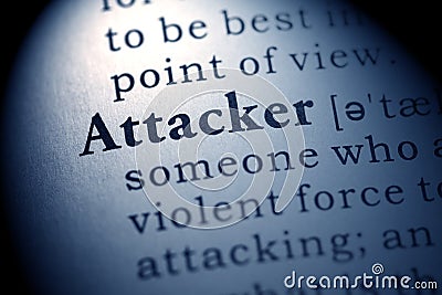 Definition of the word attacker Stock Photo
