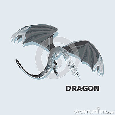 Attacking dragon. Mythical animal. Vector Illustration