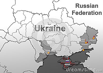 Attacks on Ukraine. Map. Stock Photo