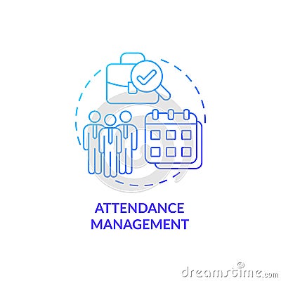 Attendance management blue gradient concept icon Vector Illustration