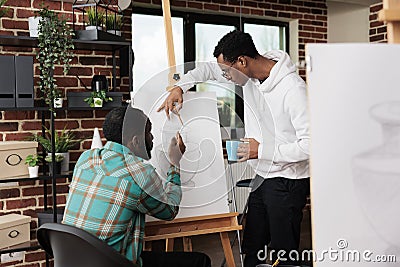 Attending art class with friends Stock Photo