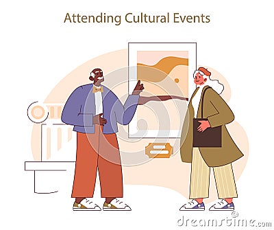 Attending cultural events concept. Vector Illustration