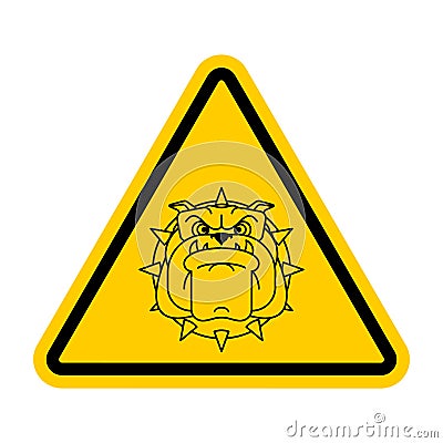 Attention angry dog. Warning yellow road sign. Caution guard dog Vector Illustration