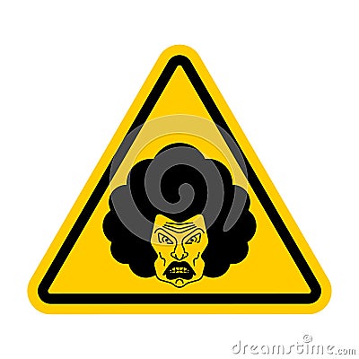 Attention angry wife. Caution grumpy woman. Yellow road sign dan Vector Illustration