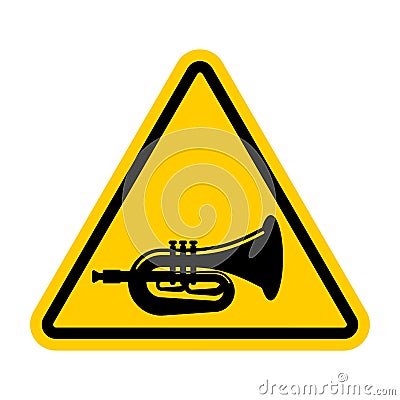 Attention beep Trumpet isolated. Caution hooter. Yellow triangle road sign Vector Illustration