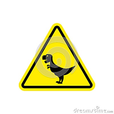Attention dinosaur. Sign warning of dangerous predator reptile. Vector Illustration