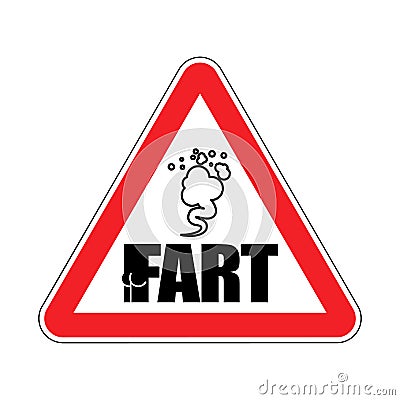 Attention Fart. Caution Farting. Red triangle road sign Vector Illustration