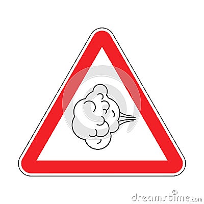 Attention Fart. Warning red road sign. Caution Farting Vector Illustration