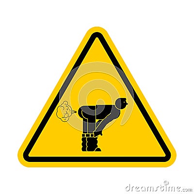 Attention Fart. Warning yellow road sign. Caution Farting Vector Illustration