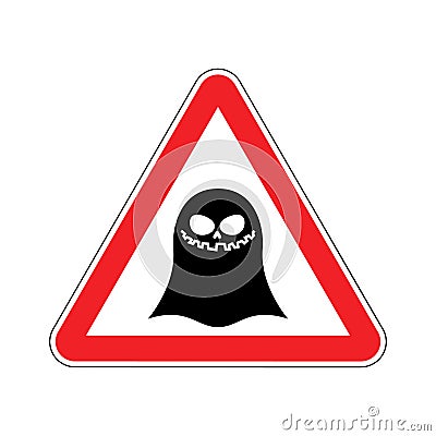 Attention ghost. Dangers of red road sign. spook Caution Vector Illustration