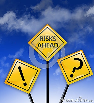 Attention high Risks ahead sign Stock Photo