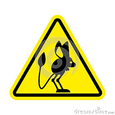 Attention Jerboa. Caution Steppe animal. Yellow triangle road si Vector Illustration