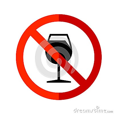 Attention: No Drinks. Web Icon in Flat Design Vector Illustration