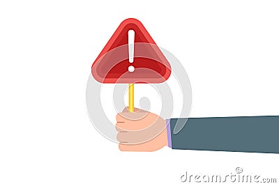 Attention please. Hand holding board. Vector Illustration