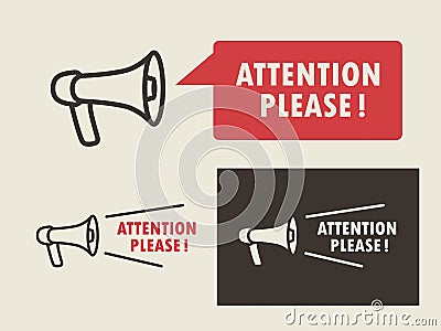 Attention please symbols set on light and dark background. Vector illustration. Vector Illustration