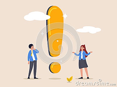 Attention or punctuation concept. Big exclamation mark for important information, answer or resolve problem, solution or Vector Illustration