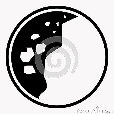 Attention rockfall or stone falling caution sign warning icon Vector Illustration