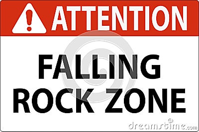 Attention Sign, Falling Rock Zone Vector Illustration