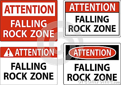 Attention Sign, Falling Rock Zone Vector Illustration