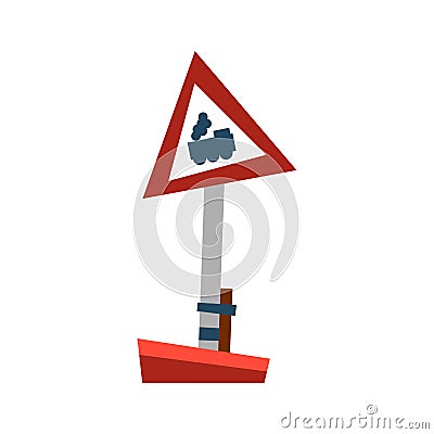 Attention train road sign vector illustration. Vector Illustration