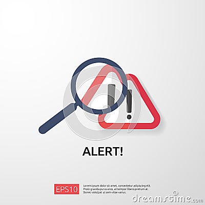 attention warning attacker alert sign with exclamation mark. beware alertness of internet danger symbol. shield line icon for VPN Vector Illustration