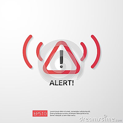 attention warning attacker alert sign with exclamation mark. beware alertness of internet danger symbol. shield line icon for VPN Vector Illustration