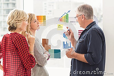 Attentive business team explaining flow charts Stock Photo