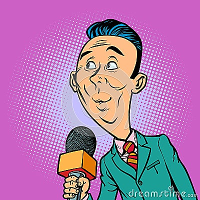 Attentive interested curious reporter correspondent journalist m Vector Illustration