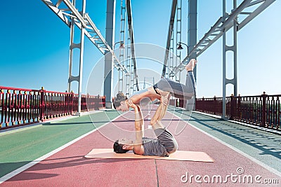 Attentive man and woman improving their partnership Stock Photo