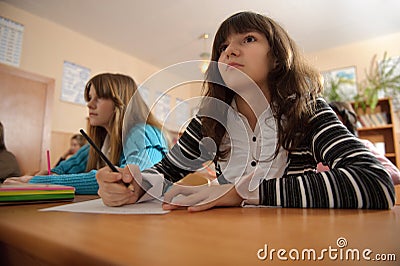 Attentive schoolgirl Stock Photo