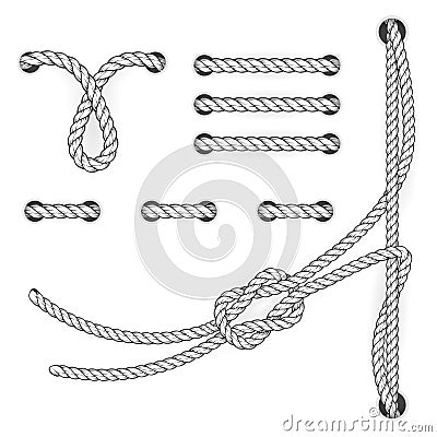 Attested document rope stitch and loops - file filing suturing Vector Illustration