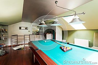 Attic billard room for luxurious men Stock Photo