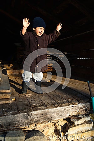 Child holding speech Stock Photo