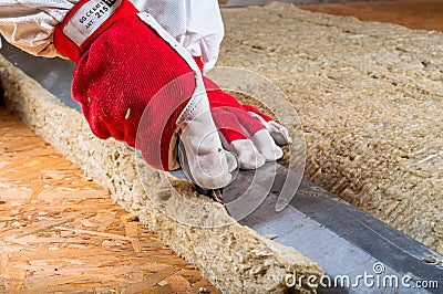 Attic insulation Stock Photo